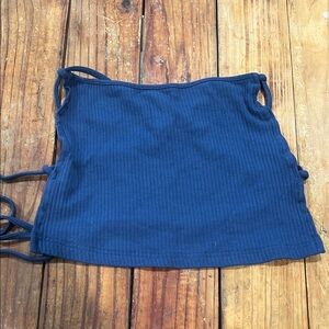 SHEIN Deep Blue Ribbed Crop Top